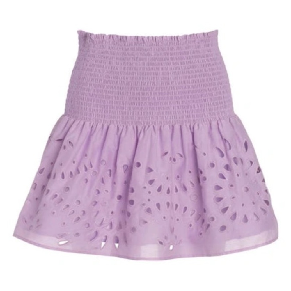 NWT THAKOON EYELET SMOCKED WAIST MINISKIRT IN LILAC
